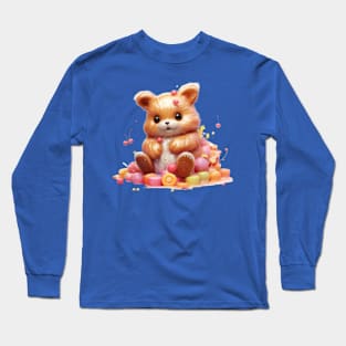 A cute teddy bear on a Pile of Candy Long Sleeve T-Shirt